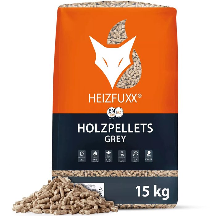HEIZFUXX Holzpellets Grey 6mm ENplusA1, 65 x 15kg Palette