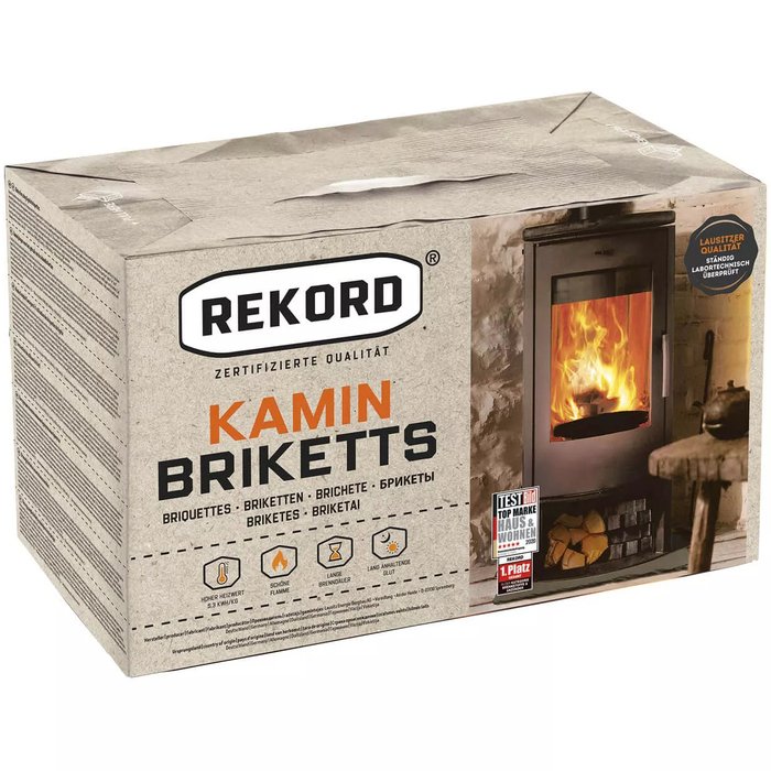 REKORD Braunkohlebriketts Palette Tüte (90 x 10 kg) – Bild 3
